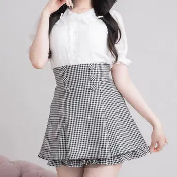 pium 피움 깅엄 미니 스커트