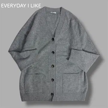 EVERYDAY I LIKE 긴팔 V넥 그레이 오버 사이즈 가디건