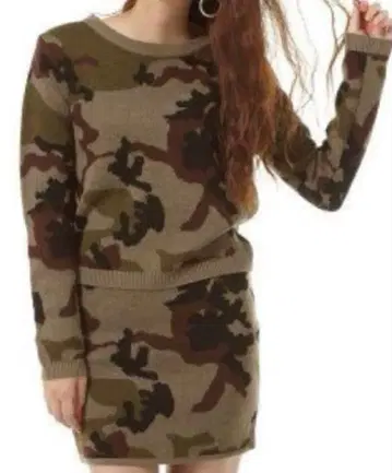 moussy 마우지 니트 셋업 카모플라주 카모플라쥬