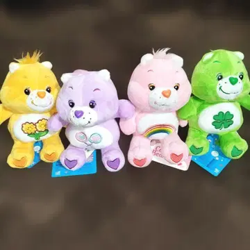 새상품 케어베어 봉제 인형 4세트 오렌지 그린 핑크 보라색 플라자