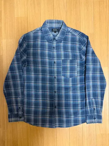 A.P.C. 네이비 계열 체크 긴팔 셔츠 S