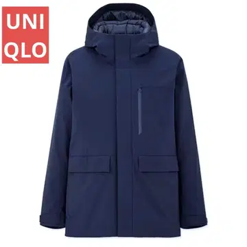 새상품급 유니클로 하이브리드 다운 후드티 네이비 S