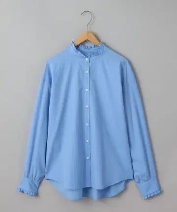 coen ELS 코튼 프릴 밴딩 칼라 셔츠 블루