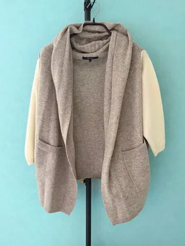 MACPHEE 울 캐시미어 후드 부착 니트 가디건