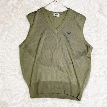 M0102 [크로커다일] 니트 베스트 V넥 일본제 리브 울 혼방