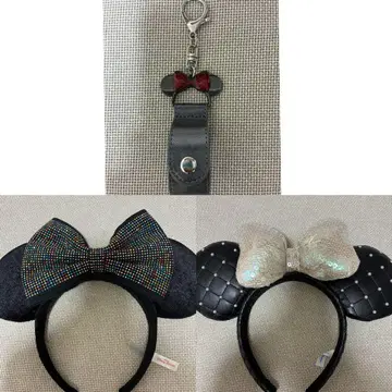 미니 마우스 귀 머리띠 2개 키링 세트