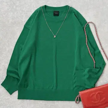 새상품급 스픽 앤 스팬 22AW 워셔블 하이 게이지 니트 그린