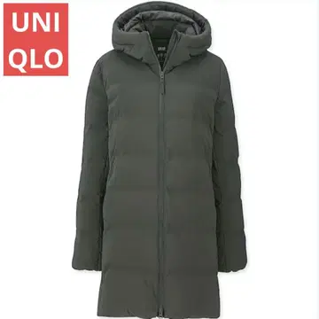 컨디션 최상 유니클로 심리스 다운 숏코트 다크 그린 XL