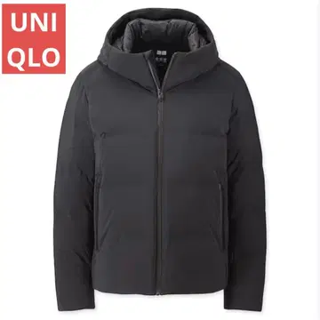 새상품급 유니클로 심리스 다운 후드티 블랙 M