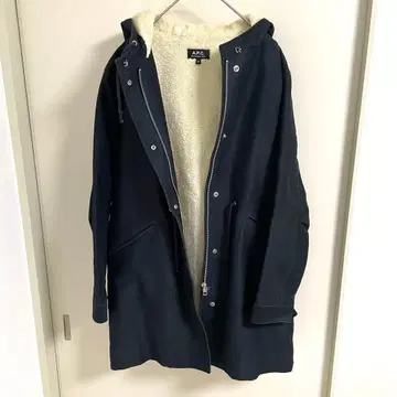 A.P.C. 네이비 모즈 코트 XS 보아 안감 겉옷 겨울 의류