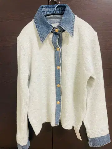 그레이와 데님 긴팔 가디건