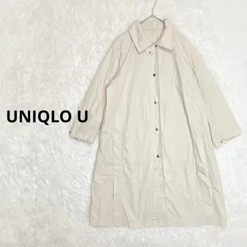 [ 유니클로 ] 스탠 칼라 롱 코트 아이보리 스냅 버튼 7부 소매