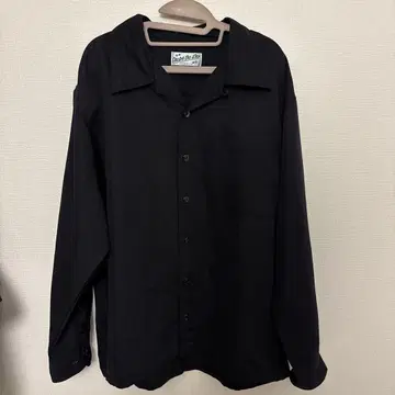 블랙 레이온 셔츠 오픈 카라 셔츠 vintage