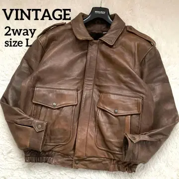 상태 좋음 90s 가죽 자켓 플라이트 자켓 A-2 짧은 기장 보아 브라운