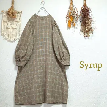 시럽 Syrup. 소매 볼륨 체크 원피스 3L