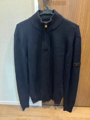 [레어] BALR. 하프 지퍼 니트 네이비 다크 블루 로고 M 사이즈