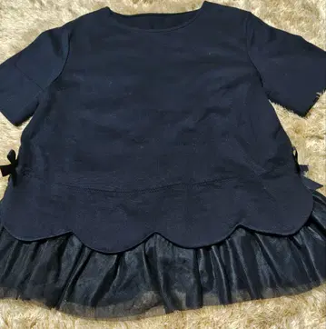 프랑슈리페 튤 프릴 티셔츠 네이비