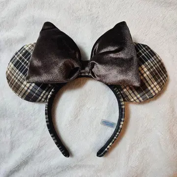 새상품급 디즈니 체크 무늬 머리띠 브라운