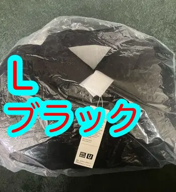 유니클로 U 퍼프 테크 숏 블루종 블랙 L