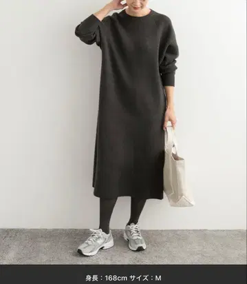 DOORS 맨투맨 니트 원피스 차콜 그레이
