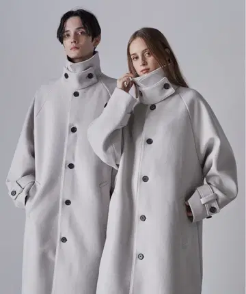 [ CLEL ] 테크 멜톤 루즈 스텐카라 코트 (라이트 그레이)