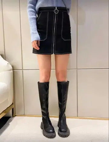 블랙 롱 부츠 겨울 블랙