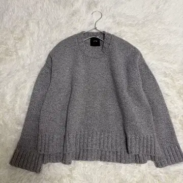 ATON 로우 게이지 크루넥 니트 그레이