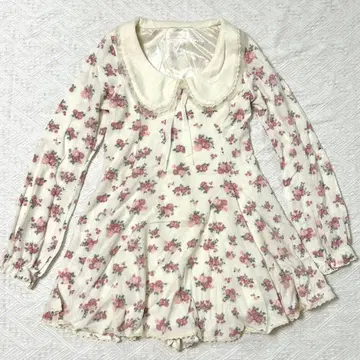 [ Liz Lisa ] 미사용품 꽃무늬 미니 원피스 긴팔 아이보리