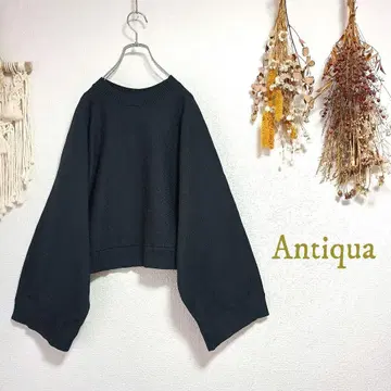 안티카 Antiqua 숏 기장 니트 F 블랙 긴팔