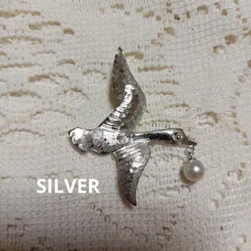 펄 흔들리는 새 SILVER 브로치