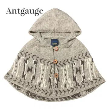 Antgauge 아토게이지 노르딕 무늬 니트 판초 울 100%