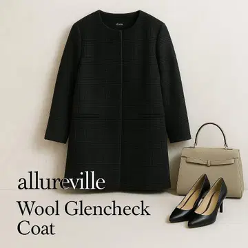 allureville 노카라 글렌체크 울 코트 히요쿠 시타테 2