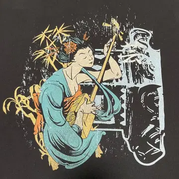 U.S. 구제 의류 Wellcoda 게이샤 걸 프린트 T셔츠 UK 4XL