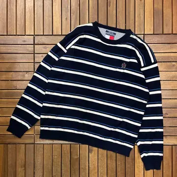 TOMMY HILFIGER 멀티 보더 코튼 니트 풀오버