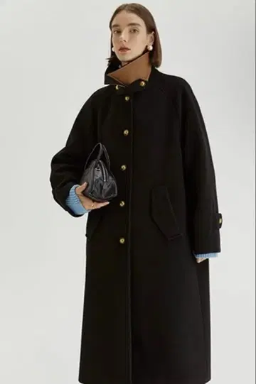 Fano Studios 2way 롱 코트 스탠드 카라 블랙