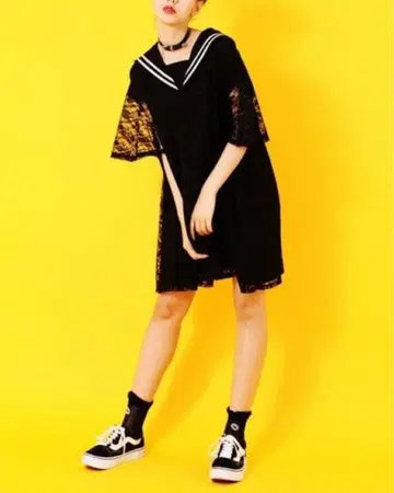 Candy Stripper 세일러 카라 레이시 원피스