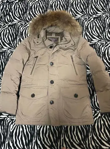 해킷 런던 다운 자켓 새상품급 가죽 후드 코트 남성용