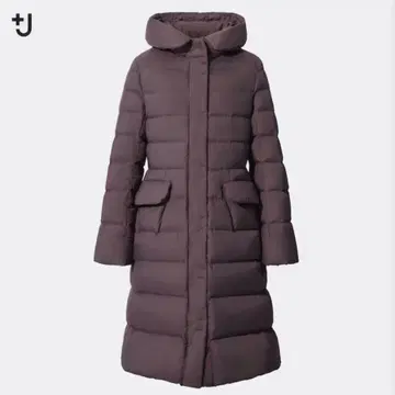 컨디션 최상 UNIQLO+J 울트라 라이트 다운 후디드 코트 퍼플 L