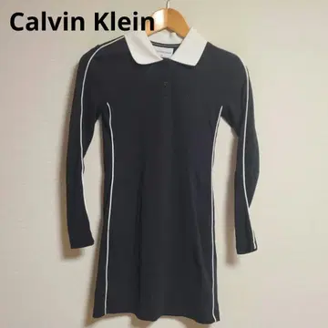 캘빈클라인 진 슬림 폴로 원피스 긴팔 로고 자수 XS