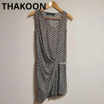 THAKOON 기하학 패턴 슬리브리스 튜닉 원피스 실크 100%