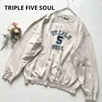 트리플 파이브 서울 베이지 프린트 트레이닝복 맨투맨 데미지