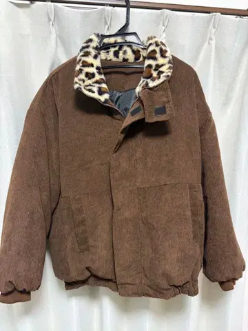 브라운 코듀로이 점퍼 레오파드 옷깃