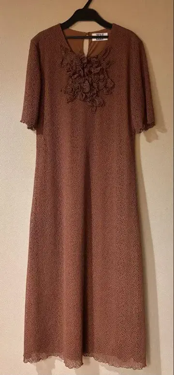 ZELU 플라워 모티브 롱 원피스 반팔