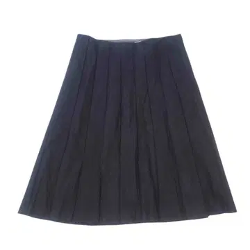 쿠미쿄쿠 플리츠 스커트 플레어 차콜 그레이 깔끔한 무릎 아래 울 혼방