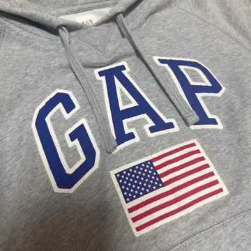 새상품급 GAP 그레이 국기 후드 부착 후드티 XS