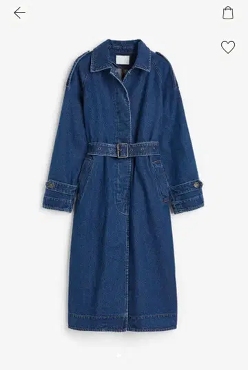 H&M 데님 트렌치코트 인디고 블루