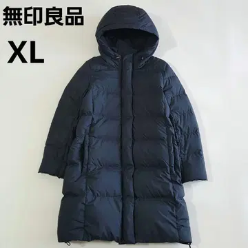 새상품급 무인양품 여성용 다운 롱 코트 발수 가공 네이비 XL 사이즈