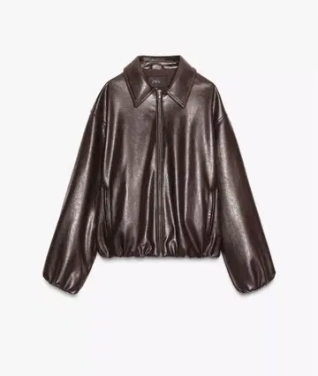 ZARA 인조 가죽 봄버 자켓 초콜릿 S