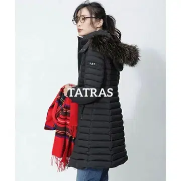타트라스 다운 롱 블랙 네이비 후드 퍼 별주 CIMA