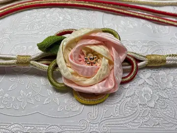 a-984 순수 실크 허리띠 후리소데 성인식 조립 끈 꽃 장식